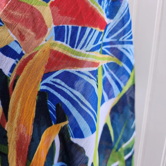 Kona Sol Dress Cover-Up Women Tropical Floral Print Tunic Lace Back Color Sz S - Picture 6 of 13